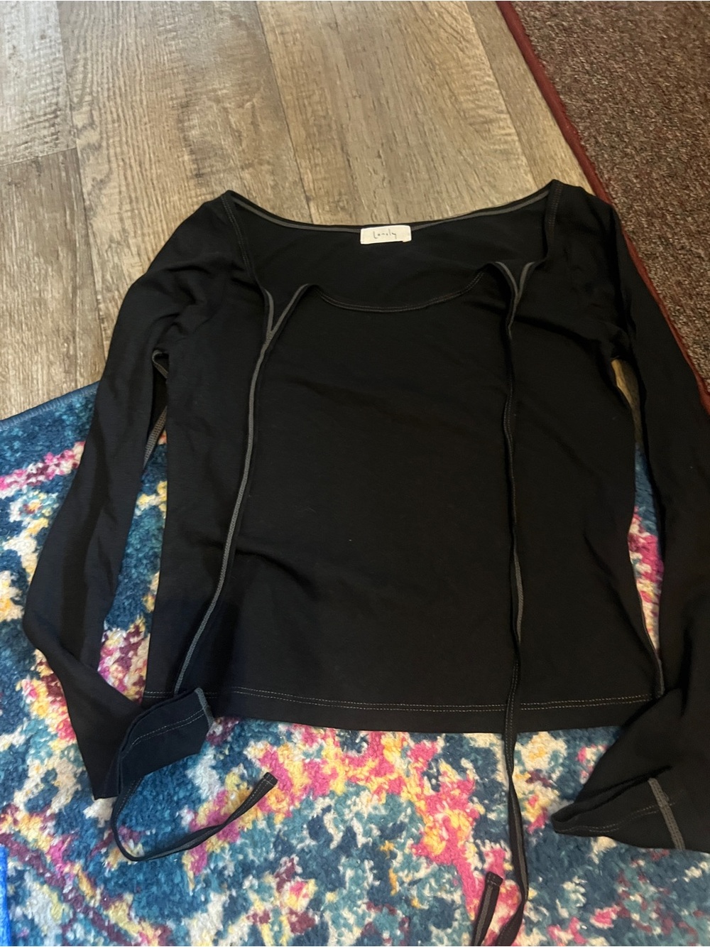 Lonely label Black Long-Sleeve Tie-Front Women’s Top